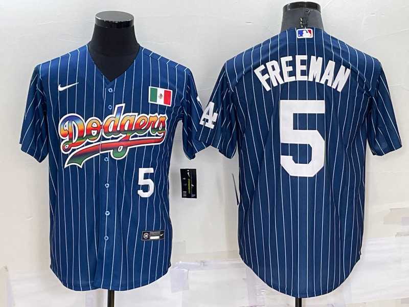Los Angeles Dodgers5 Freddie Freeman Number Rainbow Blue Red Pinstripe Mexico Cool Base Nike Jersey,We sell and wholesale Los Angeles Dodgers5 Freddie Freeman Number Rainbow Blue Red Pinstripe Mexico Cool Base Nike Jersey on line form chian!